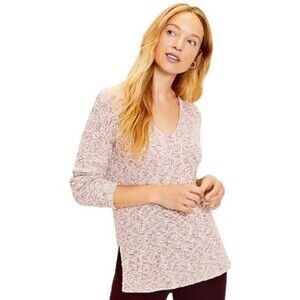Loft Ribbed V-Neck Tunic Sweater - Size Large